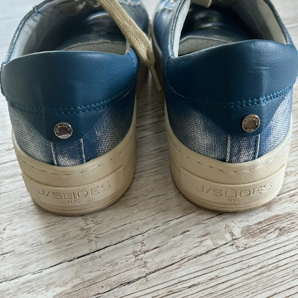 J/SLIDES Metallic Blue Canvas Platform Sneakers 9 - Picture 5 of 8